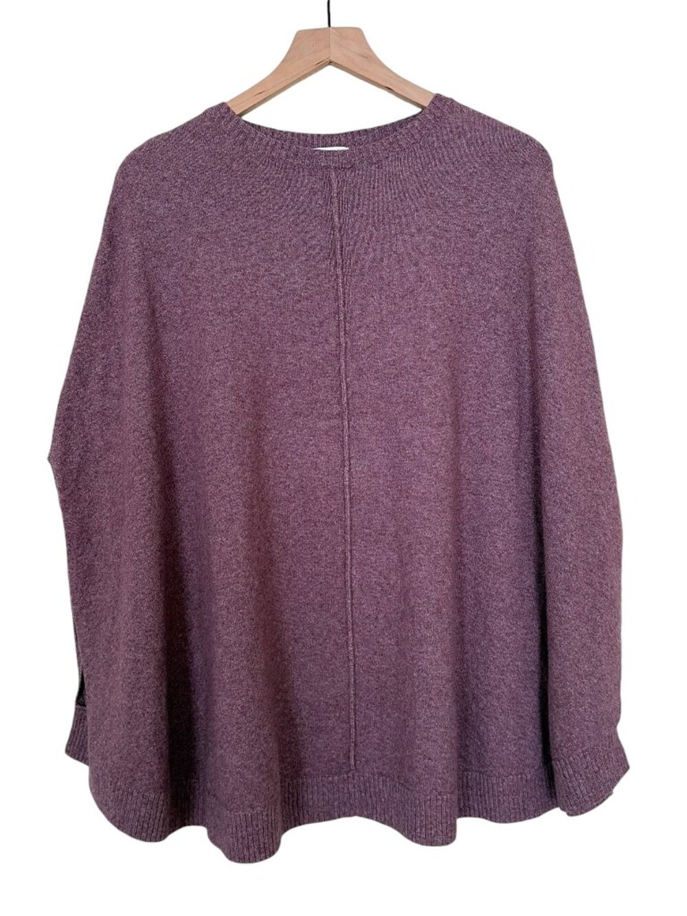 J. Jill Purple Crew Neck Cotton Pullover Sweater Poncho